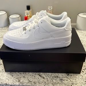 Womens NIKE AIRFORCE ONES- all white